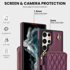 For Samsung Galaxy S23 Ultra 5G AwQuer Crossbody Zipper Wallet Rhombic Leather Back Phone Case(Dark Purple) - 3