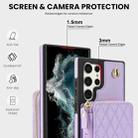 For Samsung Galaxy S23 Ultra 5G AwQuer Crossbody Zipper Wallet Rhombic Leather Back Phone Case(Purple) - 3