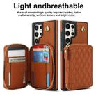For Samsung Galaxy S23 Ultra 5G AwQuer Crossbody Zipper Wallet Rhombic Leather Back Phone Case(Brown) - 2