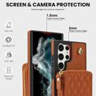 For Samsung Galaxy S23 Ultra 5G AwQuer Crossbody Zipper Wallet Rhombic Leather Back Phone Case(Brown) - 3