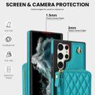 For Samsung Galaxy S22 Ultra 5G AwQuer Crossbody Zipper Wallet Rhombic Leather Back Phone Case(Green) - 3
