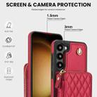 For Samsung Galaxy S23 5G AwQuer Crossbody Zipper Wallet Rhombic Leather Back Phone Case(Red) - 3