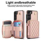 For Samsung Galaxy S23 5G AwQuer Crossbody Zipper Wallet Rhombic Leather Back Phone Case(Rose Gold) - 2