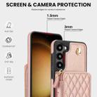 For Samsung Galaxy S23 5G AwQuer Crossbody Zipper Wallet Rhombic Leather Back Phone Case(Rose Gold) - 3