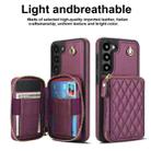 For Samsung Galaxy S23 5G AwQuer Crossbody Zipper Wallet Rhombic Leather Back Phone Case(Dark Purple) - 2