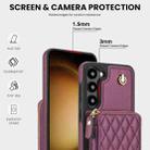 For Samsung Galaxy S23 5G AwQuer Crossbody Zipper Wallet Rhombic Leather Back Phone Case(Dark Purple) - 3