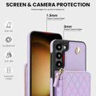 For Samsung Galaxy S23 5G AwQuer Crossbody Zipper Wallet Rhombic Leather Back Phone Case(Purple) - 3