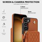 For Samsung Galaxy S23 5G AwQuer Crossbody Zipper Wallet Rhombic Leather Back Phone Case(Brown) - 3