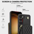 For Samsung Galaxy S23+ 5G AwQuer Crossbody Zipper Wallet Rhombic Leather Back Phone Case(Black) - 3