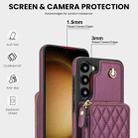For Samsung Galaxy S23+ 5G AwQuer Crossbody Zipper Wallet Rhombic Leather Back Phone Case(Dark Purple) - 3