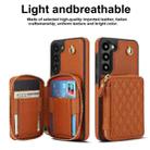 For Samsung Galaxy S23+ 5G AwQuer Crossbody Zipper Wallet Rhombic Leather Back Phone Case(Brown) - 2