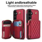 For Samsung Galaxy S23 FE 5G AwQuer Crossbody Zipper Wallet Rhombic Leather Back Phone Case(Red) - 2