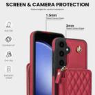For Samsung Galaxy S23 FE 5G AwQuer Crossbody Zipper Wallet Rhombic Leather Back Phone Case(Red) - 3