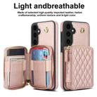 For Samsung Galaxy S23 FE 5G AwQuer Crossbody Zipper Wallet Rhombic Leather Back Phone Case(Rose Gold) - 2
