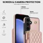 For Samsung Galaxy S23 FE 5G AwQuer Crossbody Zipper Wallet Rhombic Leather Back Phone Case(Rose Gold) - 3