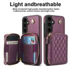 For Samsung Galaxy S23 FE 5G AwQuer Crossbody Zipper Wallet Rhombic Leather Back Phone Case(Dark Purple) - 2