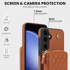 For Samsung Galaxy S23 FE 5G AwQuer Crossbody Zipper Wallet Rhombic Leather Back Phone Case(Brown) - 3