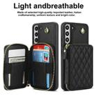 For Samsung Galaxy S22 5G AwQuer Crossbody Zipper Wallet Rhombic Leather Back Phone Case(Black) - 2