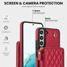 For Samsung Galaxy S22 5G AwQuer Crossbody Zipper Wallet Rhombic Leather Back Phone Case(Red) - 3