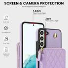 For Samsung Galaxy S22 5G AwQuer Crossbody Zipper Wallet Rhombic Leather Back Phone Case(Purple) - 3