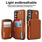 For Samsung Galaxy S22 5G AwQuer Crossbody Zipper Wallet Rhombic Leather Back Phone Case(Brown) - 2