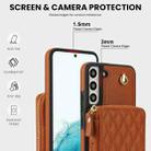 For Samsung Galaxy S22 5G AwQuer Crossbody Zipper Wallet Rhombic Leather Back Phone Case(Brown) - 3