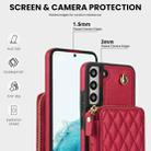 For Samsung Galaxy S22+ 5G AwQuer Crossbody Zipper Wallet Rhombic Leather Back Phone Case(Red) - 3