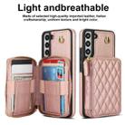 For Samsung Galaxy S22+ 5G AwQuer Crossbody Zipper Wallet Rhombic Leather Back Phone Case(Rose Gold) - 2