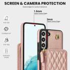 For Samsung Galaxy S22+ 5G AwQuer Crossbody Zipper Wallet Rhombic Leather Back Phone Case(Rose Gold) - 3