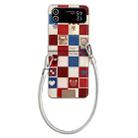 For Samsung Galaxy Z Flip4 Lattice Little Bear Pattern Full Coverage Phone Case with Wrist Strap(Silver) - 1