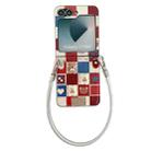 For Samsung Galaxy Z Flip5 Lattice Little Bear Pattern Full Coverage Phone Case with Wrist Strap(Silver) - 1