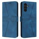 For Samsung Galaxy S25 5G Triangle Solid Color Leather Phone Case(Blue) - 1