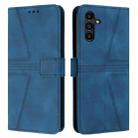 For Samsung Galaxy S25+5G Triangle Solid Color Leather Phone Case(Blue) - 1