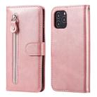 For iPhone 12 mini Pro Fashion Calf Texture Zipper Horizontal Flip Leather Case with Stand & Card Slots & Wallet Function(Rose Gold) - 1