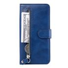 For iPhone 12 mini Pro Fashion Calf Texture Zipper Horizontal Flip Leather Case with Stand & Card Slots & Wallet Function(Blue) - 2