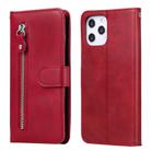 For iPhone 12 Pro Max Fashion Calf Texture Zipper Horizontal Flip Leather Case with Stand & Card Slots & Wallet Function(Red) - 1
