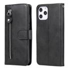 For iPhone 12 Pro Max Fashion Calf Texture Zipper Horizontal Flip Leather Case with Stand & Card Slots & Wallet Function(Black) - 1