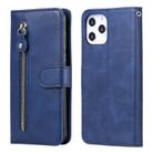 For iPhone 12 Pro Max Fashion Calf Texture Zipper Horizontal Flip Leather Case with Stand & Card Slots & Wallet Function(Blue) - 1