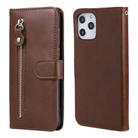 For iPhone 12 Pro Max Fashion Calf Texture Zipper Horizontal Flip Leather Case with Stand & Card Slots & Wallet Function(Brown) - 1