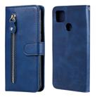 For Xiaomi Redmi 9C Fashion Calf Texture Zipper Horizontal Flip Leather Case with Stand & Card Slots & Wallet Function(Blue) - 1