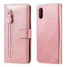 For Xiaomi Redmi 9A Fashion Calf Texture Zipper Horizontal Flip Leather Case with Stand & Card Slots & Wallet Function(Rose Gold) - 1