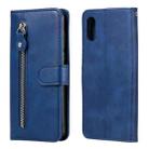 For Xiaomi Redmi 9A Fashion Calf Texture Zipper Horizontal Flip Leather Case with Stand & Card Slots & Wallet Function(Blue) - 1