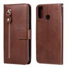 For Huawei Honor 9X Lite Fashion Calf Texture Zipper Horizontal Flip Leather Case with Stand & Card Slots & Wallet Function(Brown) - 1