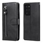 For Samsung Galaxy Note20 Ultra Fashion Calf Texture Zipper Horizontal Flip Leather Case with Stand & Card Slots & Wallet Function(Black) - 1