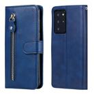 For Samsung Galaxy Note20 Ultra Fashion Calf Texture Zipper Horizontal Flip Leather Case with Stand & Card Slots & Wallet Function(Blue) - 1