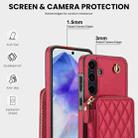 For Samsung Galaxy A55 5G AwQuer Crossbody Zipper Wallet Rhombic Leather Back Phone Case(Red) - 3