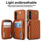 For Samsung Galaxy A35 5G AwQuer Crossbody Zipper Wallet Rhombic Leather Back Phone Case(Brown) - 2