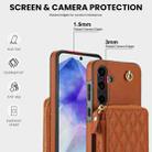 For Samsung Galaxy A35 5G AwQuer Crossbody Zipper Wallet Rhombic Leather Back Phone Case(Brown) - 3