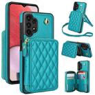 For Samsung Galaxy A13 4G / 5G AwQuer Crossbody Zipper Wallet Rhombic Leather Back Phone Case(Green) - 1