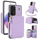 For Samsung Galaxy A53 4G / 5G AwQuer Crossbody Zipper Wallet Rhombic Leather Back Phone Case(Purple) - 1
